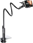 Gooseneck Bed Phone Holder Mount - Lamicall Flexible Long Arm Clip Clamp Desk, Bendy Lazy Bracket Bedside Stand, Compatible with iPhone 13 14 15 16 17 Pro Max Air Plus Galaxy S25 Ultra S24, Rose Gold