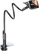 Vista 1 de Lamicall Soporte para teléfono con cuello de cisne para cama, clip de abrazadera de montaje para teléfono celular, brazo largo flexible, montaje
