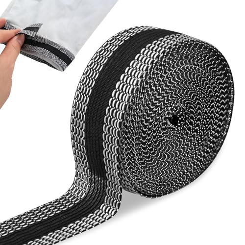 Cinta para Dobladillos Termoadhesiva, 10 Metros x 25mm - Cinta de Planchar para Cortinas y Ropa - Adhesivo Textil para Acortar Pantalones y Vestidos Sin Coser (Negro)