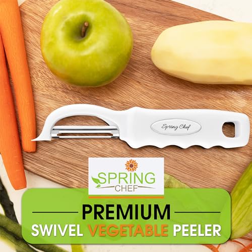 Image of Spring Chef Swivel Potato Peeler for Kitchen with Ergonomic Handle, White