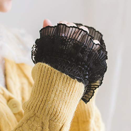 Yakefj Floral Layered Lace Cuff Stretch Bracelet False Sleeves Wrist Cuffs 1 Pair #TOP4