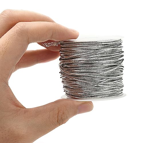 UR URLIFEHALL Cordon élastique argenté de 1 mm pour loisirs créatifs, fabrication de bijoux, décoration de cadeau - 20 m, UREW-CJC0001-01B – vue 3