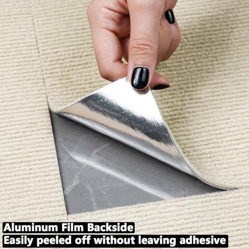 Orgthin Teppichfliesen zum Abziehen und Aufkleben, Selbstklebende Teppichbodenfliese 30 x 30 cm, Weiche Gepolsterte Bodenaufkleber, für Schlafzimmer, Wohnzimmer, 30 Fliesen pro Box, Weiß