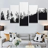 SIGNWIN 5 Panel Canvas Wall Art Duotone Forest for Home Decorations Ready to Hang - 60