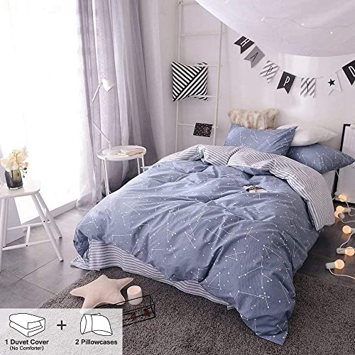 Otob Soft Constellation Twin Duvet Cover Aesthetic Star Bedding Duvet Cover Sets With 2 Pillow Sham For Kids Boys Girls Boho Comforter Cover Striped Quilt Cover(Blue Constellation, Twin) #TOP5