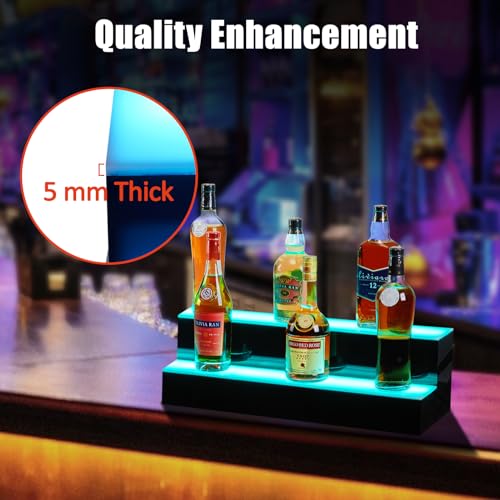 GarveeHome Wall-Mounted 2 Layer 16 Inch Display with Remote Control - Dynamic Led Lighting, Multifunctional Display, Quality Materials, Mobile Phone Connectivity