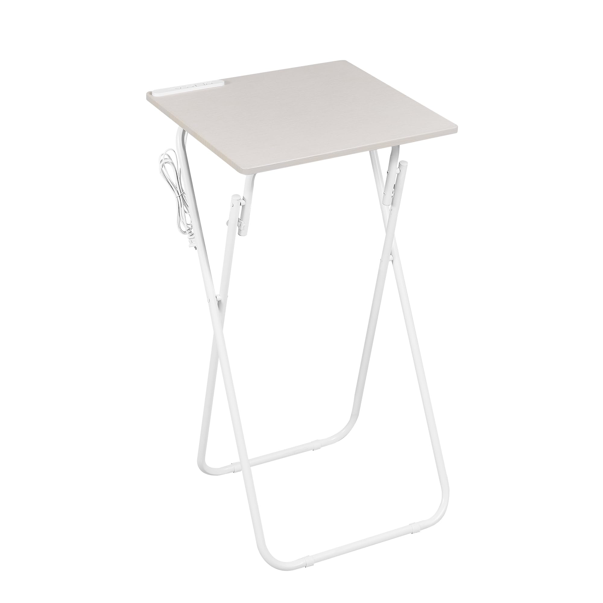 VECELO スタンディングデスク 折りたたみ テーブルミニ 卓上 立ち机 机 高い Standing Desk 幅50×奥行45cm スタンドテーブル 小桌子 サブ 立ちデスク 高さ90cm コンセント付き ライトブラウン