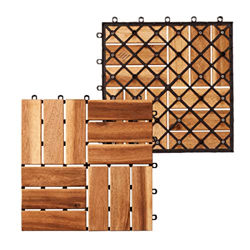 Preisvergleich Produktbild Garden Feelings Holzfliesen 10er-Packung Akazienholz, geölt, Schrauben Edelstahl; einfache Verlegung durch Unterkonstruktions-Steckmechanismus; B×L: je ca. 30×30 cm