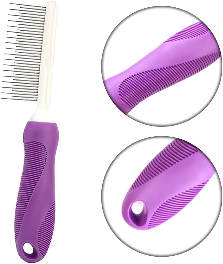 Hsthe Sea Pet Comb Detangler Grooming Tool with Long and Short Stainless Steel Metal Teeth for Dematting Matted Fur Combing Out Knots - Image 2
