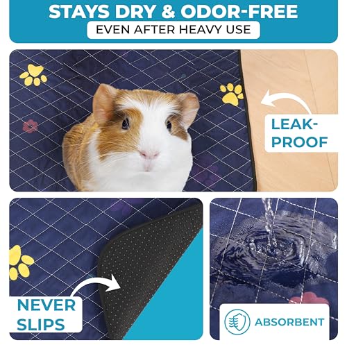 Image of Washable Rabbit & Guinea Pig Cage Liner & Bedding for Midwest (24 inchx47 inch), 2 Pack, Easy to Clean Unlike Fleece, Fast-Drying, Waterproof, Absorbent, Non-Slip Pee Pad, Reusable Bunny Mat for Small Animals