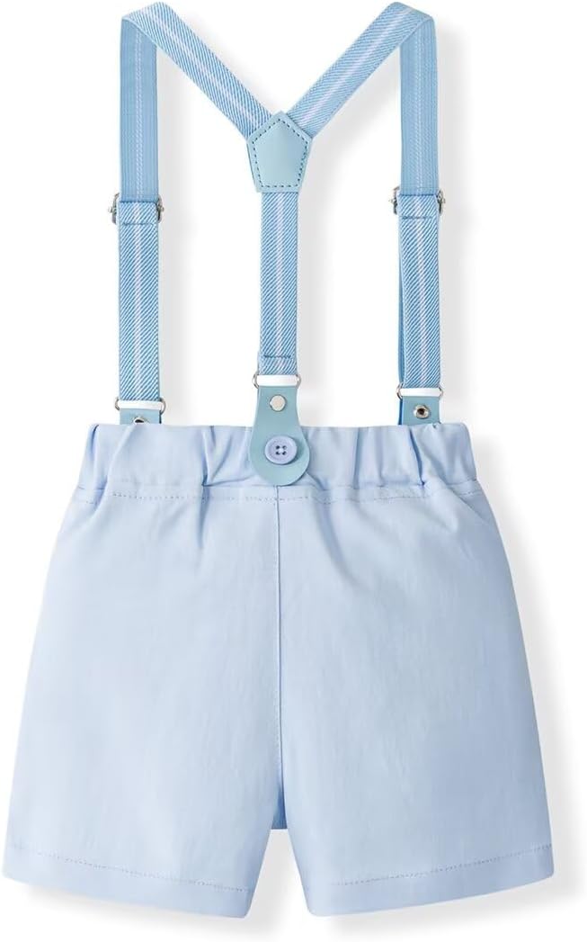 Baby Layette Set for Boys, Baby Boy Clothes Bodysuit+Suspenders Shorts+Bowtie 3Pcs Outfits 3-24 Months Boys