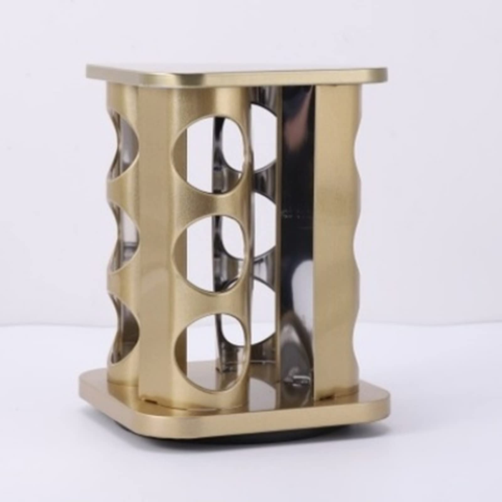 Portaspezie nizer con scatola per condimenti di grande capacità e dispenser di cibo secco, soluzione per conservare barattoli e bottiglie di condimento, design rotondo color oro champagne