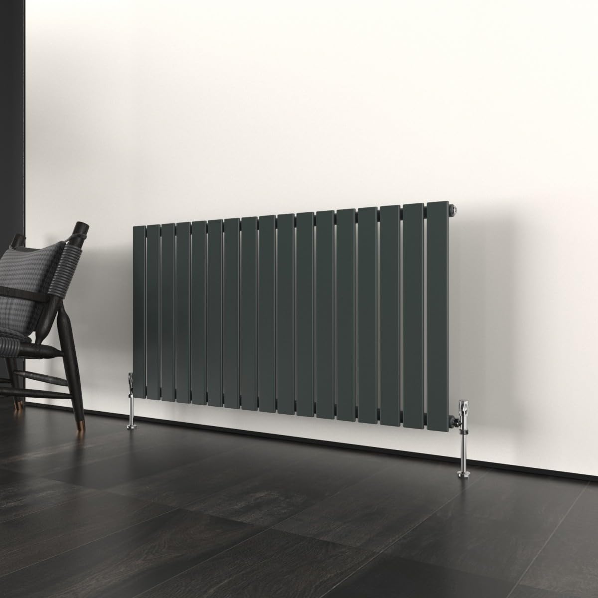 T&K 600x1428mm Horizontal Radiator Anthracite Flat Panel Radiator Single Panel Designer Radiator Modern Central Heating Rads