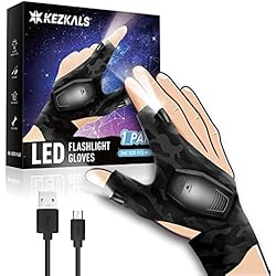 KEZKALS Regalos Hombre Guantes con Luz LED, Herramientas de Hombre Guantes con Luz Impermeable, ía del Padre Regalo Guantes de LED, Guantes Pesca