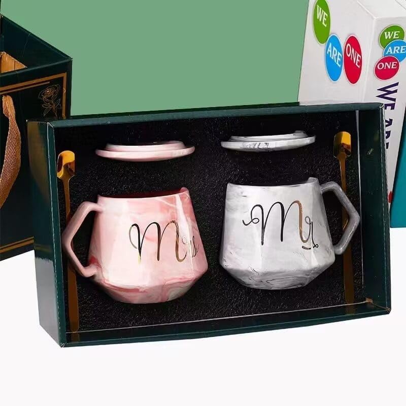 King and Queen Mug Set with Spoon- His and Hers Coffee Mugs - Wedding Gift for Couples Anniversary Gift - Ceramic, 12oz - Dishwasher and Microwave Safe Valentine Day Gifts