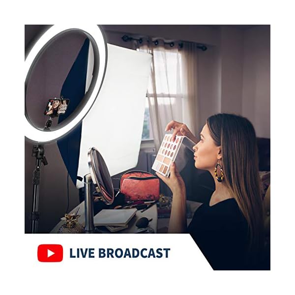 NEEWER Ringlicht RP20-B 20Zoll LED mit Ständer und Telefonhalter, 44 W 3200K-5600K mit AkkuGleichstrom Option, USB Akku Ladegerät für Makeup, Tätowierung, Wimpern, YouTube, TikTok, Videobeleuchtung – Bild 8