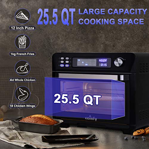 Cainfy Rotisserie Convection Toaster Oven Air Fryer Countertop Roaster Oven 25.5 Quart Toaster Oven with Timer, Temperature Control, LED Digital Display, 6 Accessories, 1700W