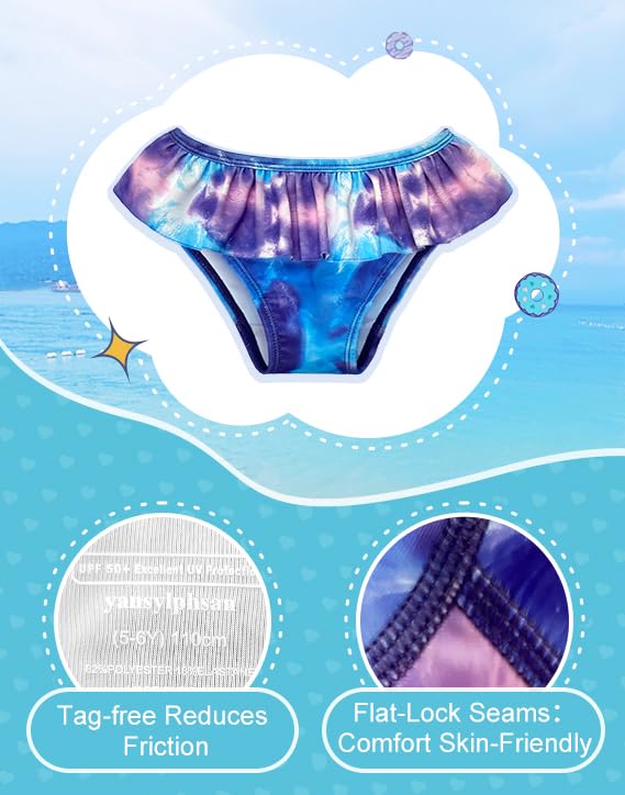 Image of Girls Long Sleeve Rash Guard Swimsuit, Two Piece Bathing Suit Set