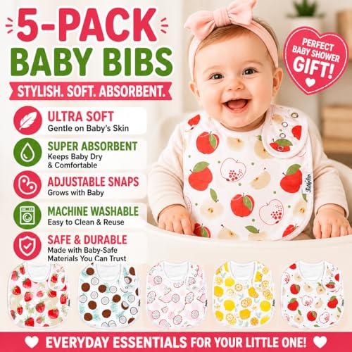 Image of KiddyStar Premium Organic Cotton Bibs for Drooling & Teething Babies