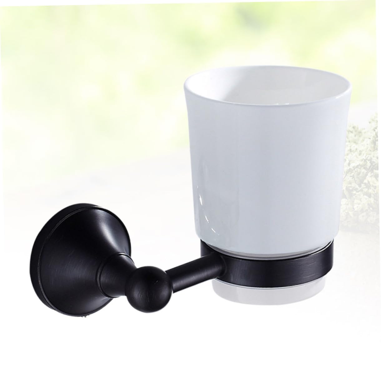 Genérico Soporte de Cepillo de Dientes de Cobre Negro Pared con Vaso Cerámico Rack de Almacenamiento para Baño Duradero y Elegante