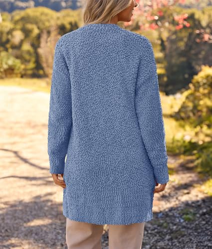 Image of MEROKEETY Women's Long Sleeve Soft Chunky Knit Sweater Open Front Cardigans Outwear Coat