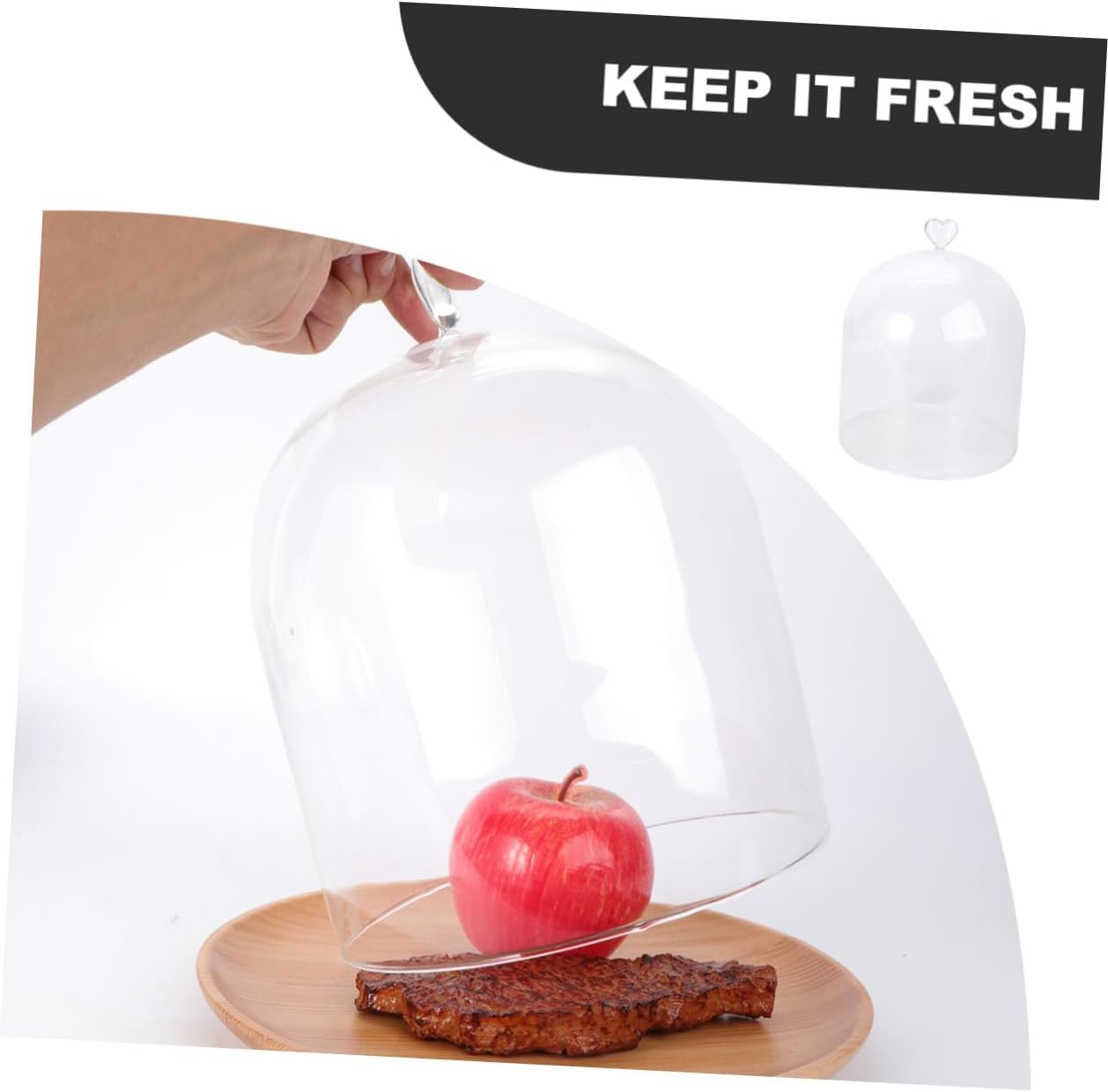 Heart-shaped Glass Cake Cover Dessert Protection Hood Display Dome for Dustproof Food Presentation in Kitchen and Dining