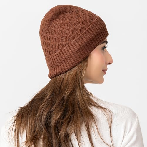 Image of AMOLDO Unisex Woolen Beanie Cap | Warm Winter Hat - Zigzag Design