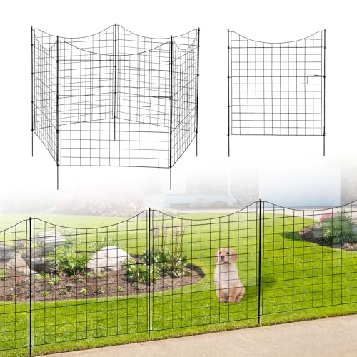 Decorative Metal Garden Fence for Yard and Patio Use, Rust Resistant Outdoor Border Fencing with No-Dig Installation