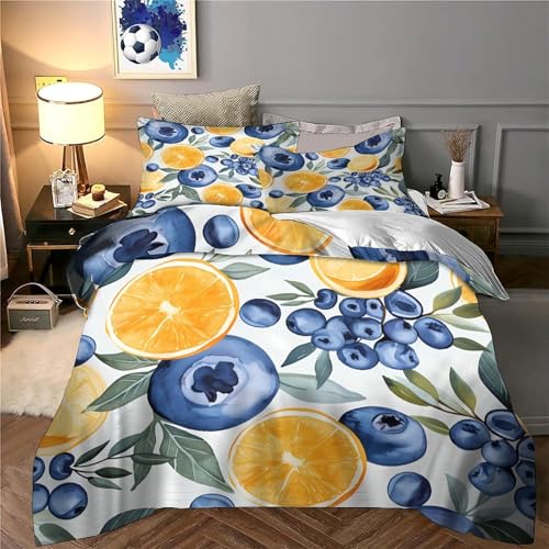 Housse de couette myrtilles à fermeture éclair et microfibre douce
