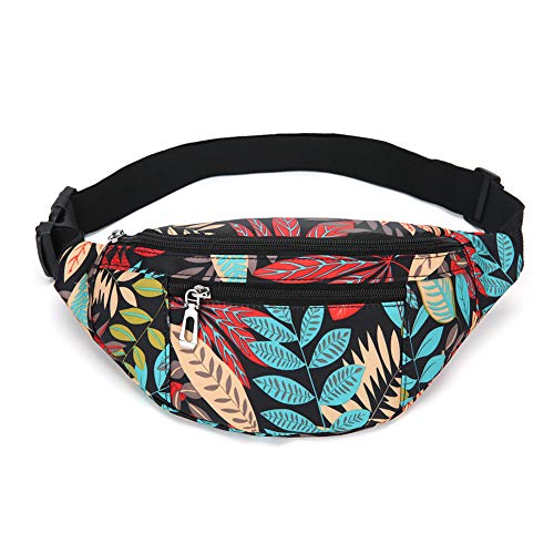 Sac banane imperméable homme femme, ceinture ajustable, feuille rouge
