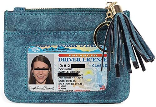 Keychain Card Holder Slim Change Wallet with Key Ring for Women and Girls Green
