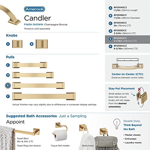 Image of Amerock | Cabinet Pull | Champagne Bronze | 5-1 /16 in (128 mm) Center-to-Center Drawer Pull | Candler | Kitchen and Bath Hardware | Furniture Hardware