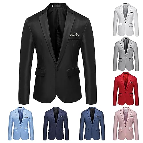 Thatrich Men's Casual Suit Jacket Formal Business Blazer Slim Fit Work Shirt One Button Suits Lightweight Office Jackets Coat