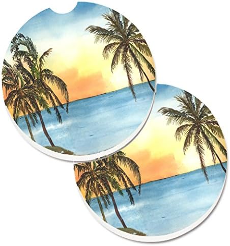 Caroline's Treasures 8551CARC Palm Tree Set of 2 Cup Holder Car Coasters Absorbent Sandstone Coasters for Car Cup Holders Gifts for Men or Women, Large, Multicolor image 2