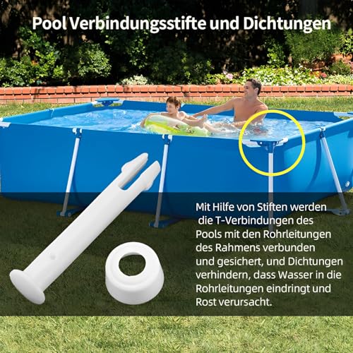 KLINNA 12er Set Verbindungsstifte mit Dichtungen, 7cm/2.76in Stift Splint Pin Ersatzteile Set für Intex & Bestway Pool, Joint Pins & Seals für Frame&Round Metallrahmen Pools – Bild 4