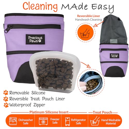 Precious Paws saco de guloseimas para cães - bolsa grande para cães com inserção de silicone e fecho