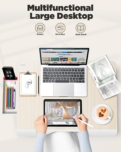 Saiji Folding Bed Desk For Laptop, Eating Breakfast, Writing, Gaming, Extra Large 25.6" X 19.3" Portable Floor Stand Laptop Desk Table For Adult,Kids, Wood Bed Tray Table Lap Desk #TOP1