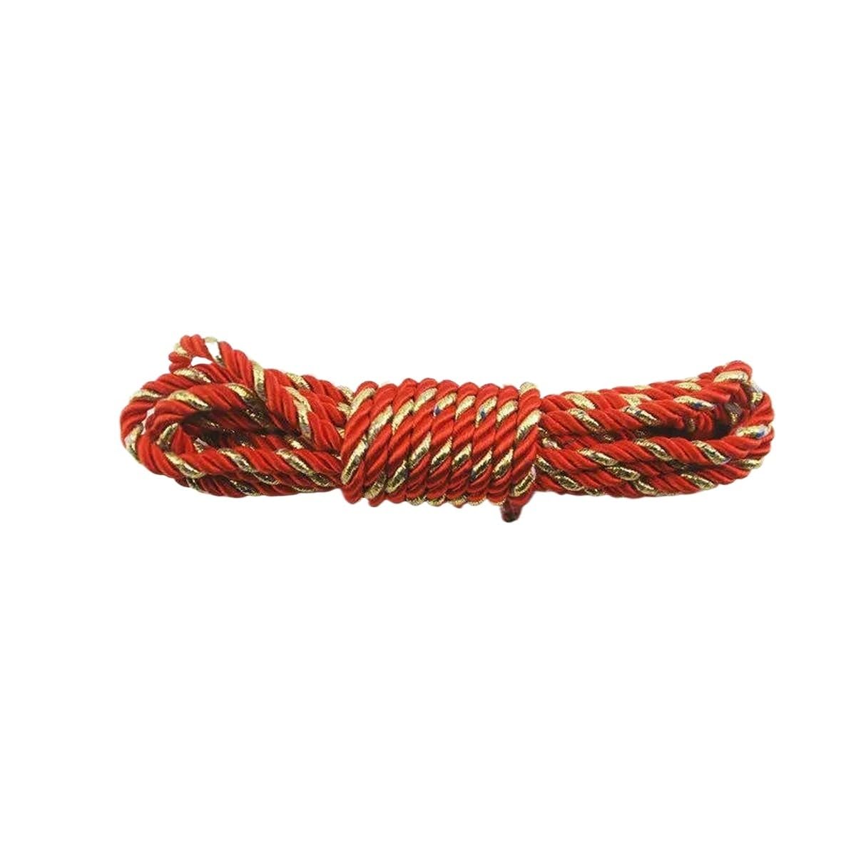 Macrame Rope Twisted String,Diameter:5mm Cord DIY Bracelet Wax Thread Length:5m(Metallic Red)
