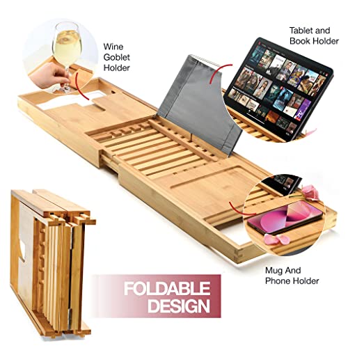 Home It 4447 Luxury Foldable Bathtub Tray Caddy thumb #3