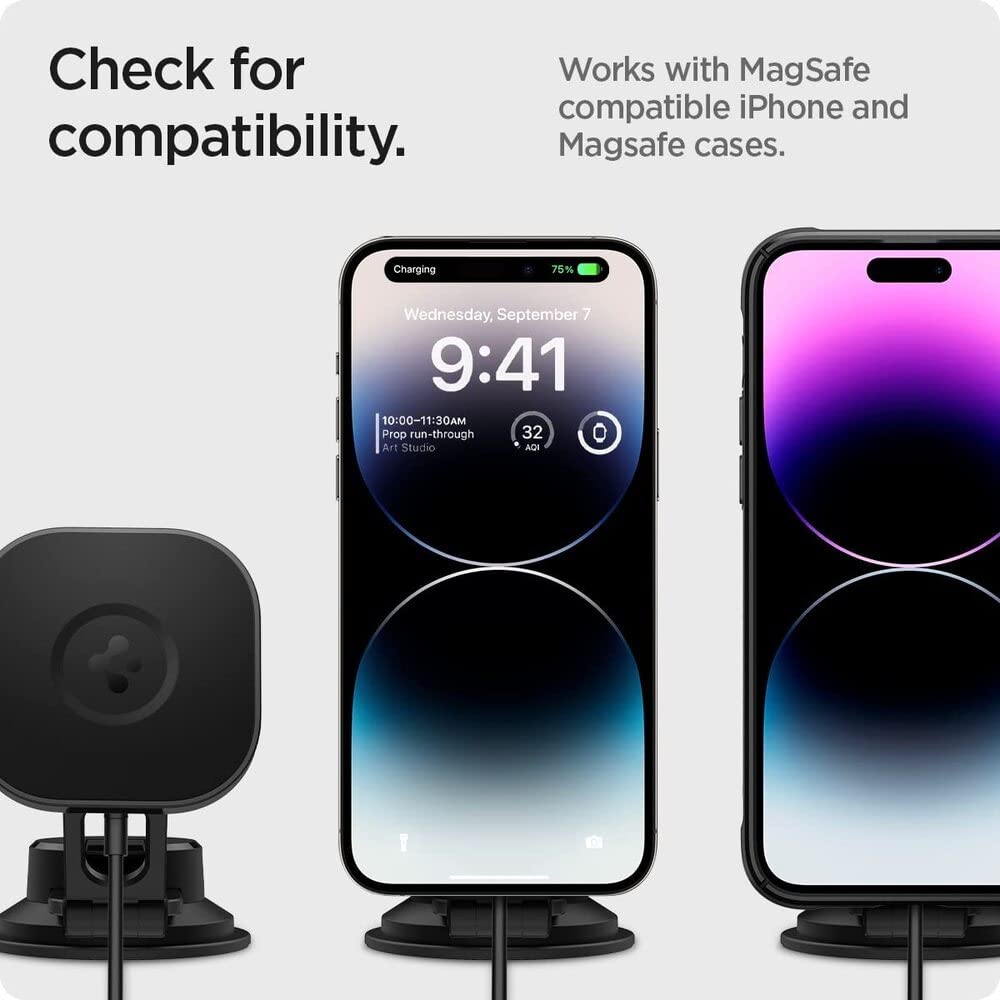 Spigen OneTap Pro MagFit [Sistema a 2 Giunzioni] Ricarica Wirelss Auto per Cellulare, Supporto Telefono MagSafe Compatibile con iPhone 17/17e/16/15/14/13/12 Pro Max Air e PixelSnap - Cruscotto
