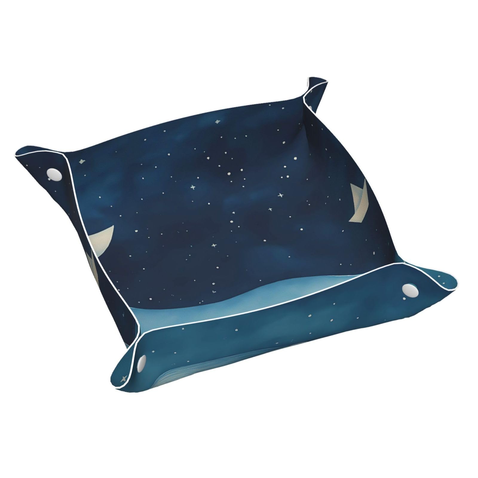 HLBSDM Cute Serene Whale & Paper Boat Tray Men's Leather Valet Parking Portable Entrance Trays Bedside Storage Box