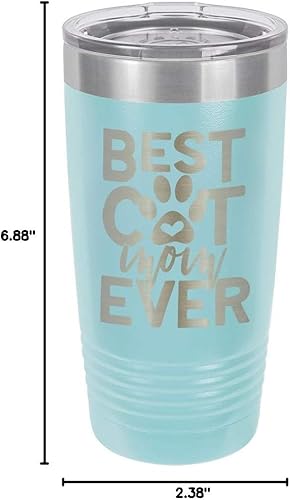 Miniatura 10 de BEST CAT MOM EVER - Vaso de bebida de 20 onzas con pajilla, taza de viaje grabada con láser con citas divertidas, Comparar con Yeti Rambler  Idea de