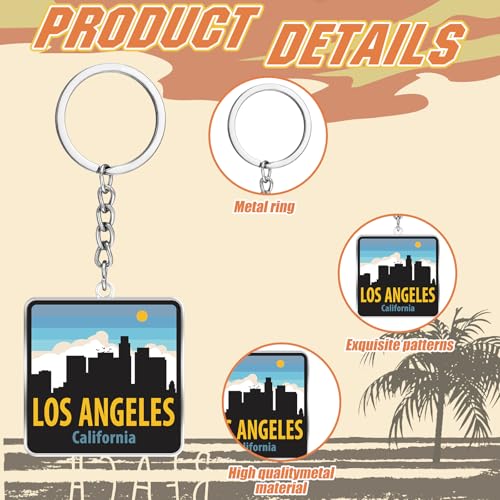 Image of Sureio 25 Pcs USA Souvenir Keychain Gifts Bulk Men California Los Angeles Texas Florida Chicago Silver Metal American Keyring