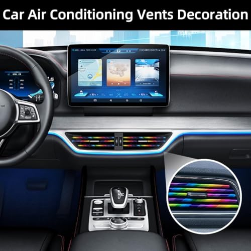 Image of Car Auto Air Conditioner Vent Outlet Trim Strip, DIY Decoration Chrome PVC Car Interior Moulding Trim Strip Line for All Straight Air Vent Outlet(10 Pieces Rainbow)