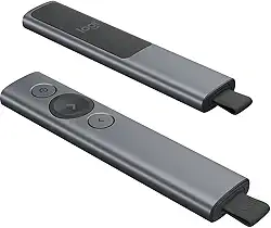 Apresentador sem fio Logitech Spotlight com Conexão USB ou Bluetooth, Aplicativo para Personalização de Botões e Alertas e Bateria Recarregável - Cinza