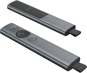Apresentador sem fio Logitech Spotlight com Conexão USB ou Bluetooth, Aplicativo para Personalização de Botões e Alertas e Bateria Recarregável - Cinza