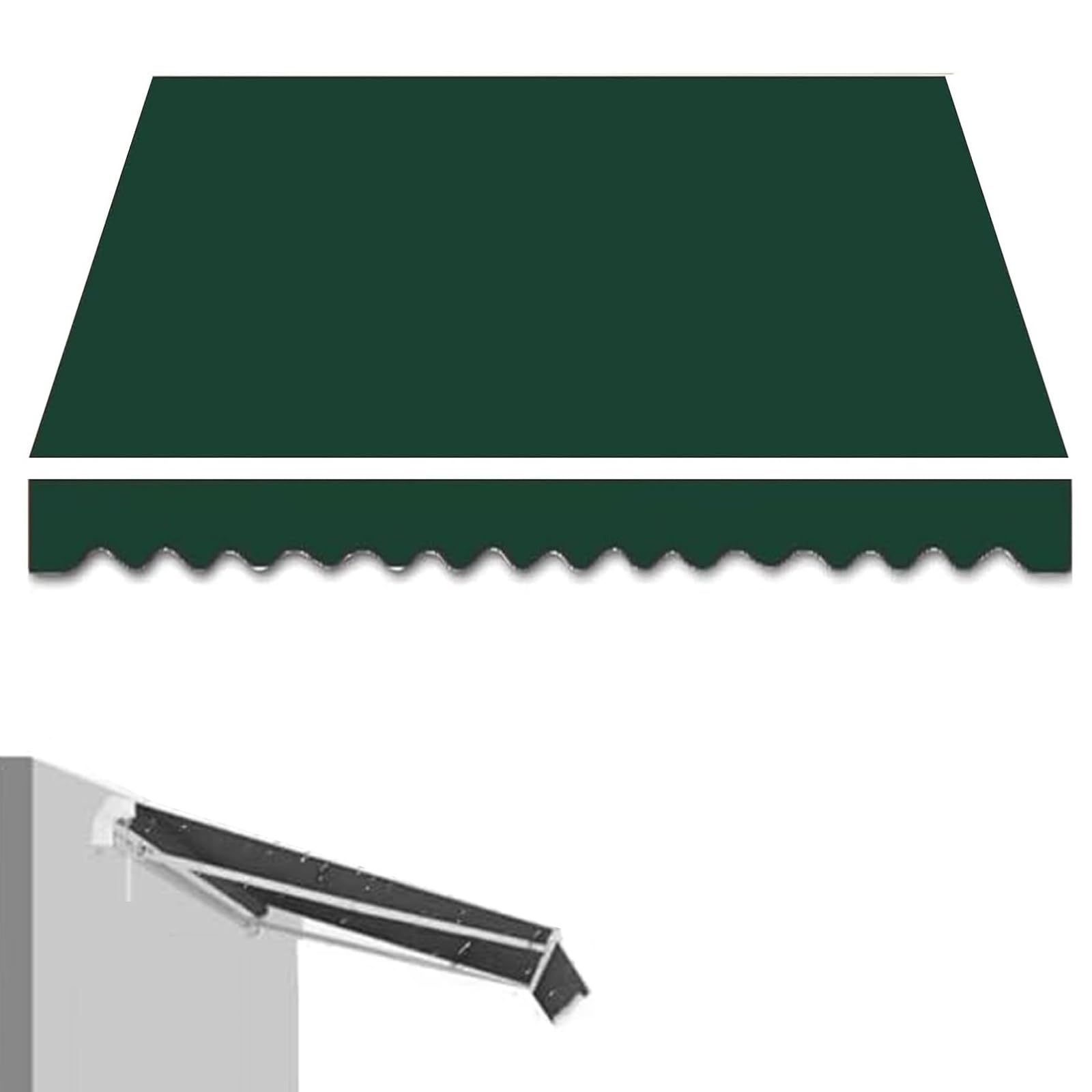 Yuqiwkk Green Replacement Canvas For Retractable Awning, Outdoor Patio Canopy Deck Awnings Cover 280Gsm Polyester Uv Resistant Sunshade Shelter, Sunshade Canopy Textile For Balcony(,3X2.5m (10X8.2ft))