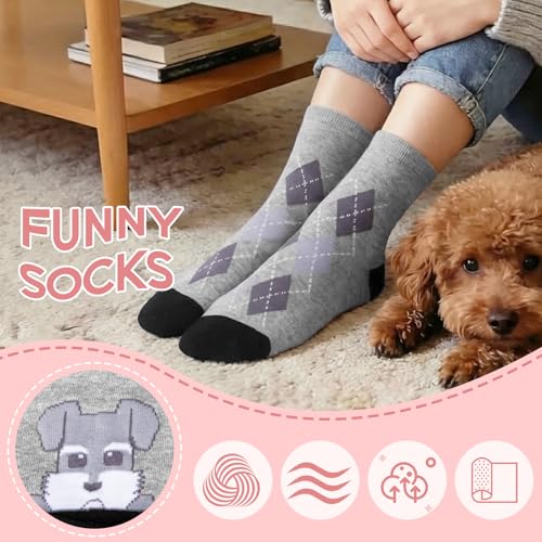 Image of Chalier Womens Funny Socks Cozy Cute Printed Patterned Fun Socks Novelty Cat Dog Socks for Women