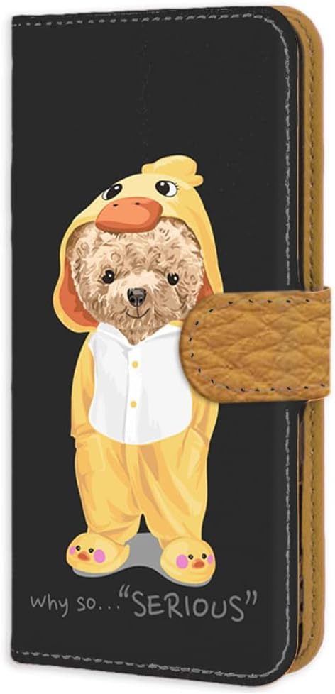 Rakuraku Smartphone Me F-01L Smartphone Case Notebook Type Mirror Type Kigurumi Teddy Black Bear Parody Character Easy Phone Me Case docomo f-01l Shock Resistant Card Storage Stand FFANY kigurumi 212@05m