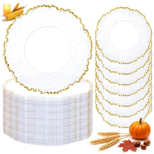 ejonirinjonir 50 Gold Trim Clear Charger Plates for Weddings 13"